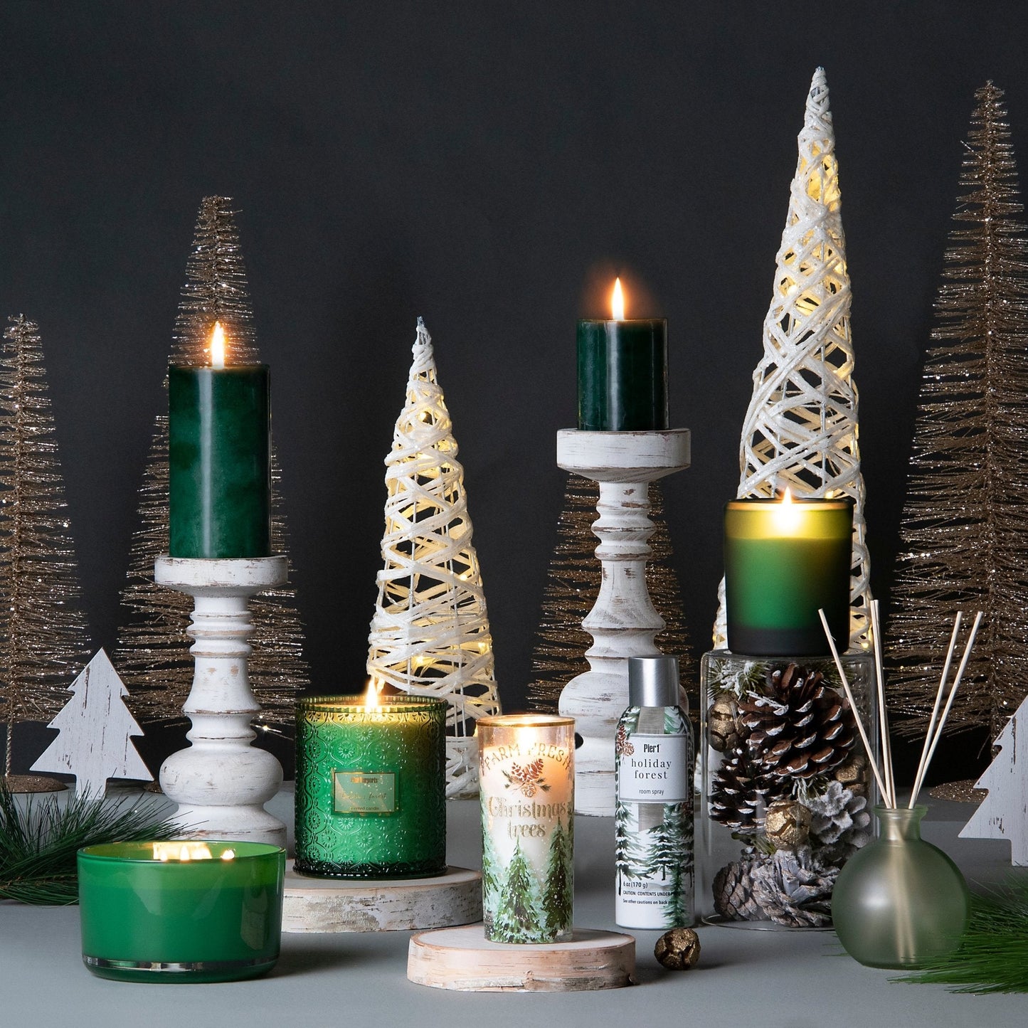 Pier 1 Holiday Forest 3x4 Mottled Pillar Candle - Pier 1