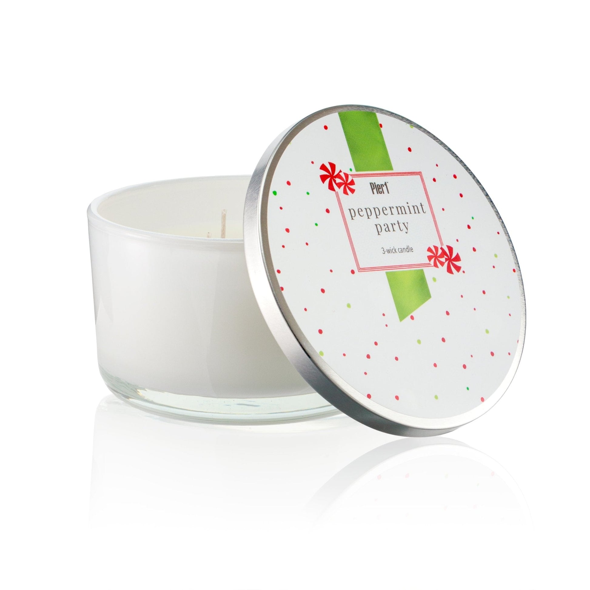 Pier 1 Peppermint 14oz Party Filled 3 Wick Candle - Pier 1